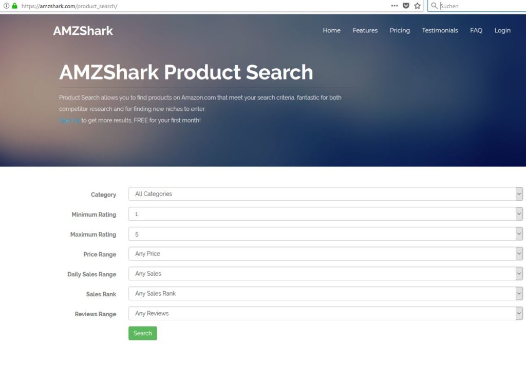 Produktrecherche mit AMZ Shark